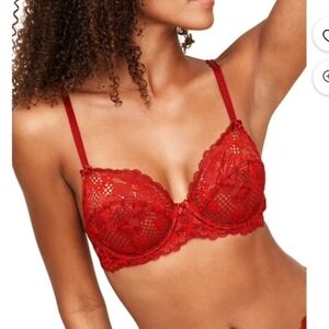 Adore Me Cinthia Red Lace Unlined Bra 32C